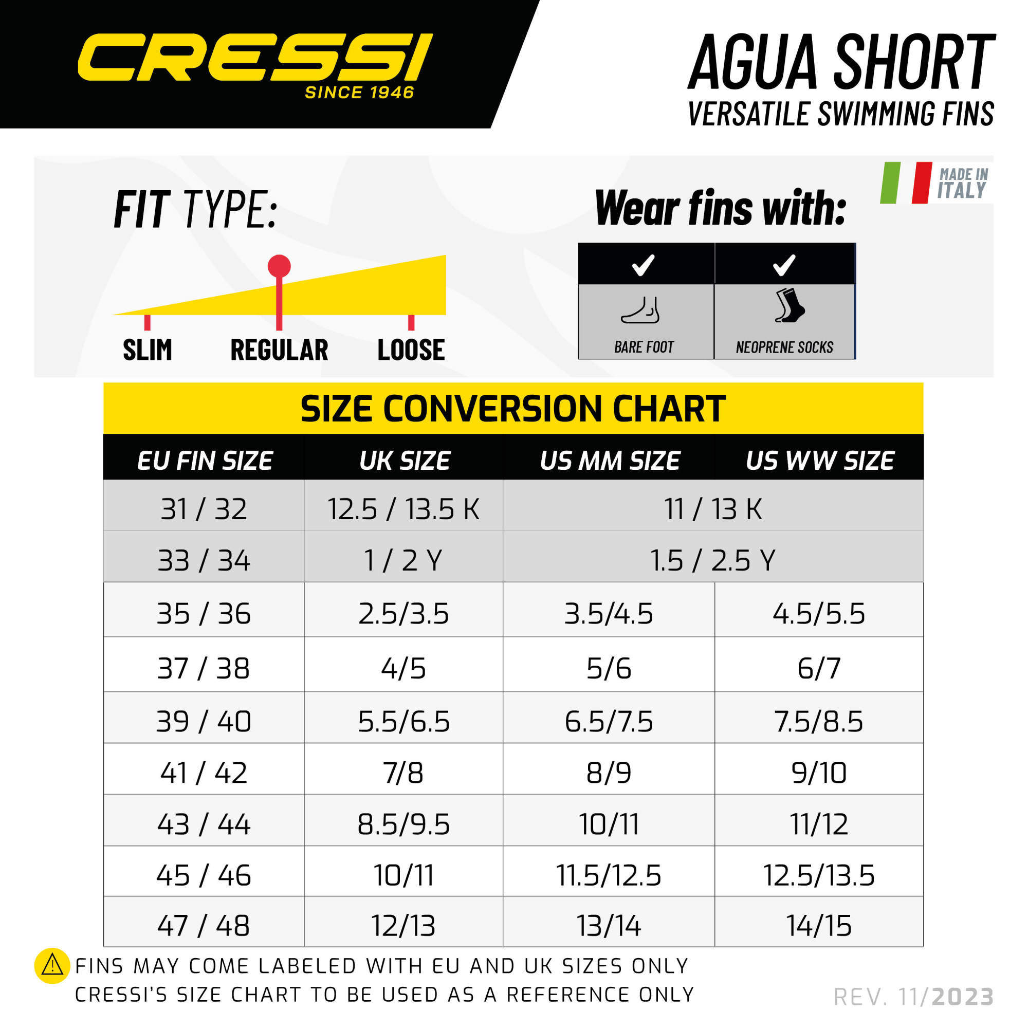 Cressi AGUA SHORT FINS BLUE 45/46 (10/11) - Image 2