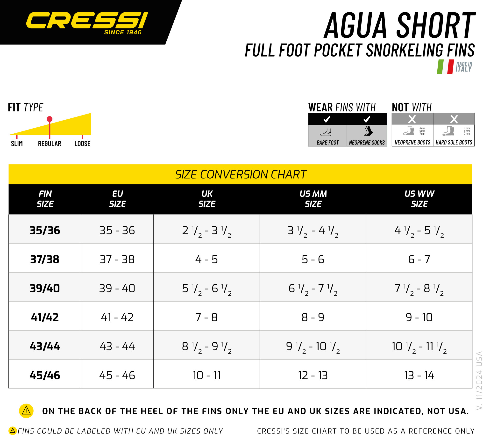 Cressi AGUA SHORT KID FINS BLUE 33/34