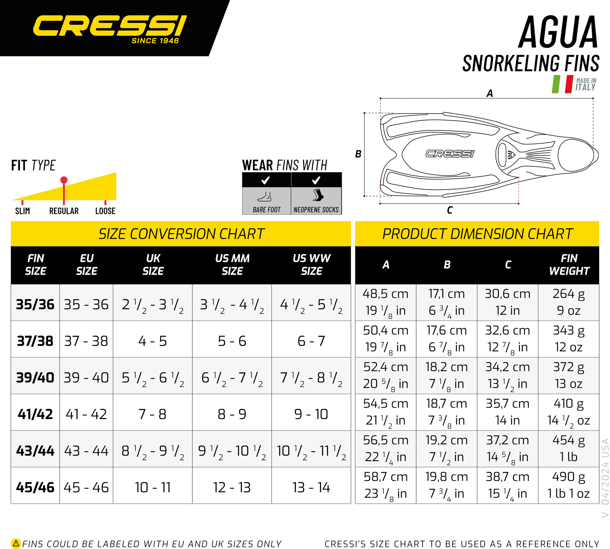 Cressi AGUA FINS YELLOW 37/38 (4/5) - Image 6