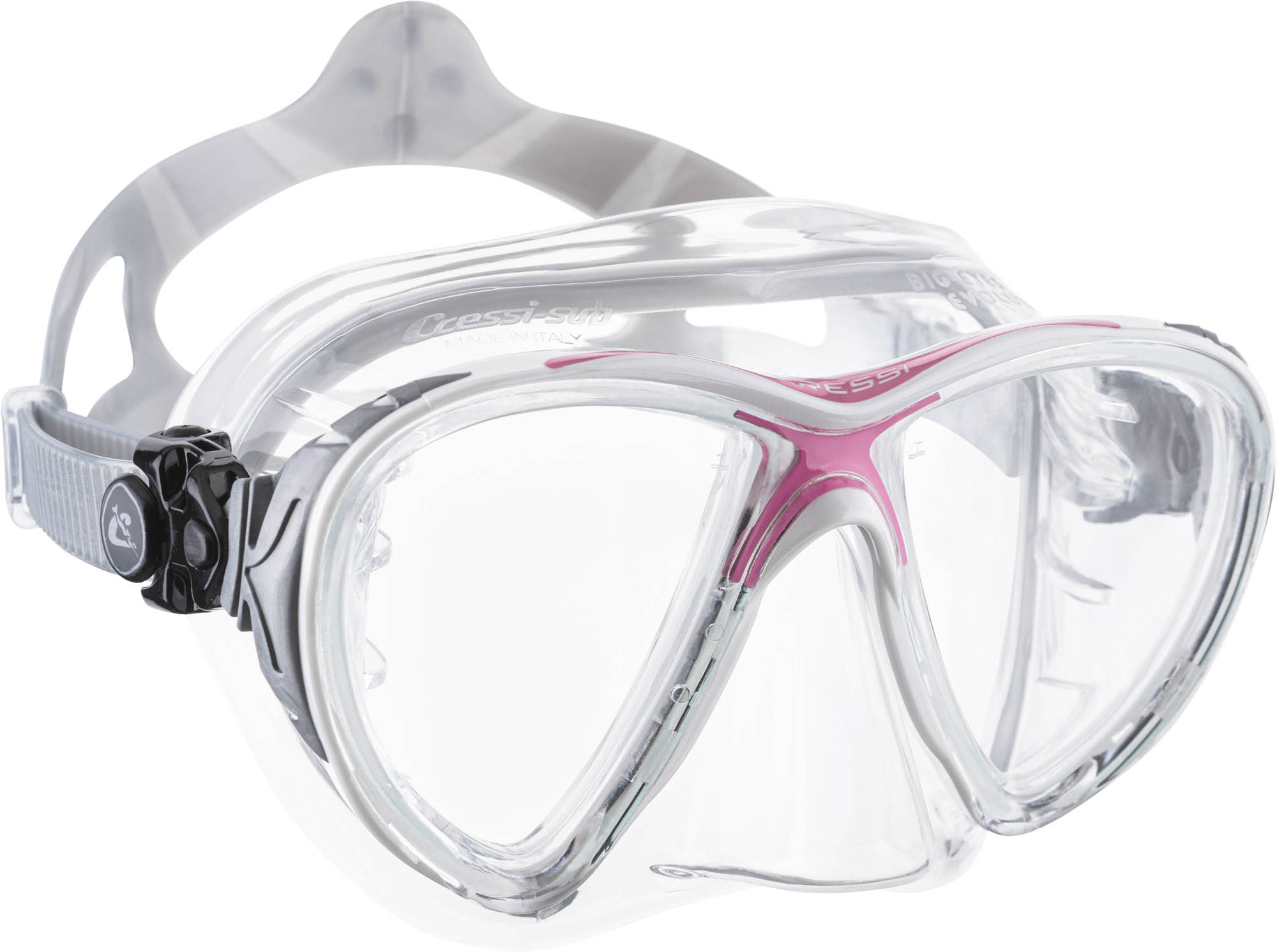 Cressi BIG EYES EVOLUTION MASK SIL CRYSTAL/FRAME PINK - Image 2