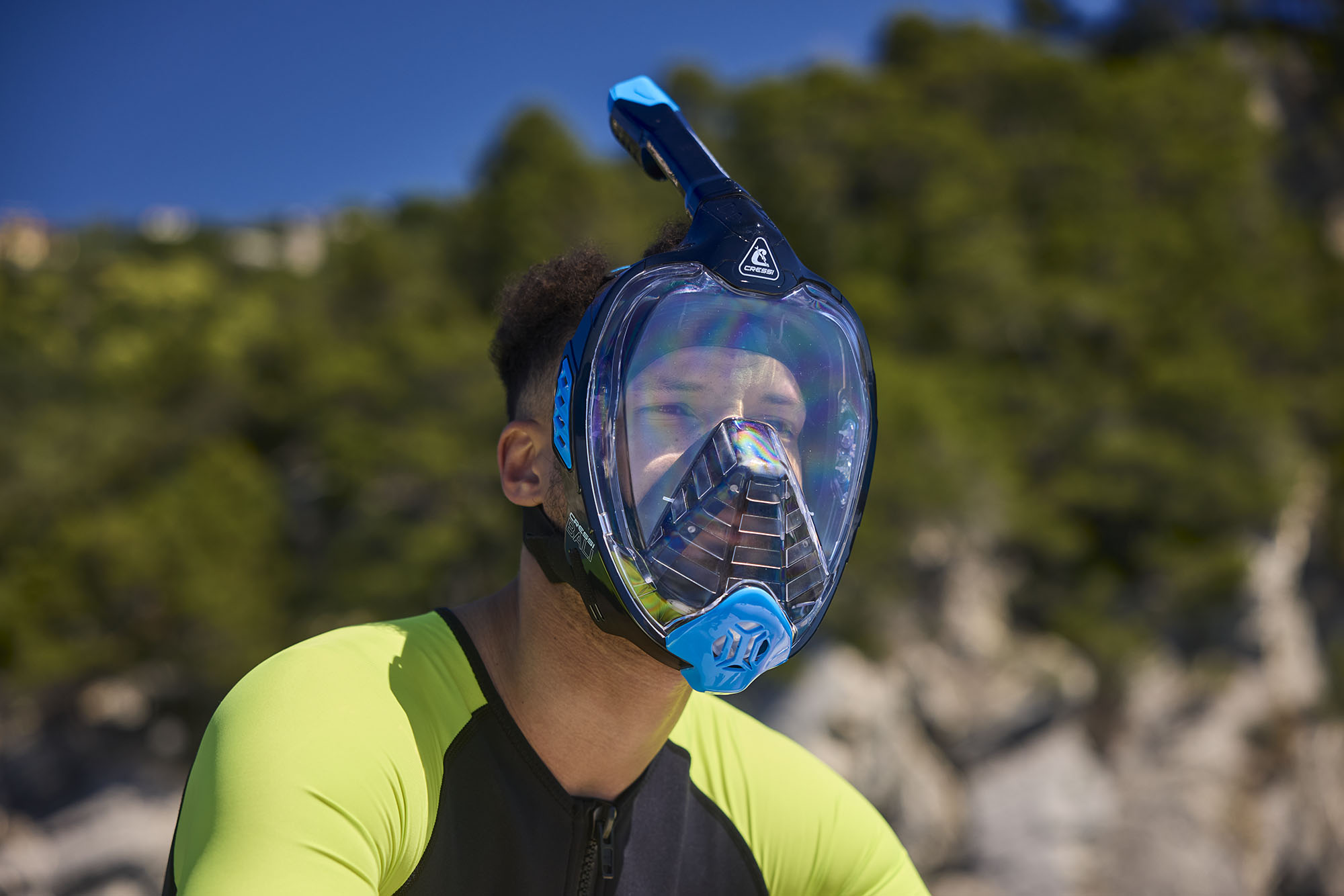 Cressi Baron Full Face Snorkel Mask - 2021 Model With Anti-Fog & Wide View For Beginners
