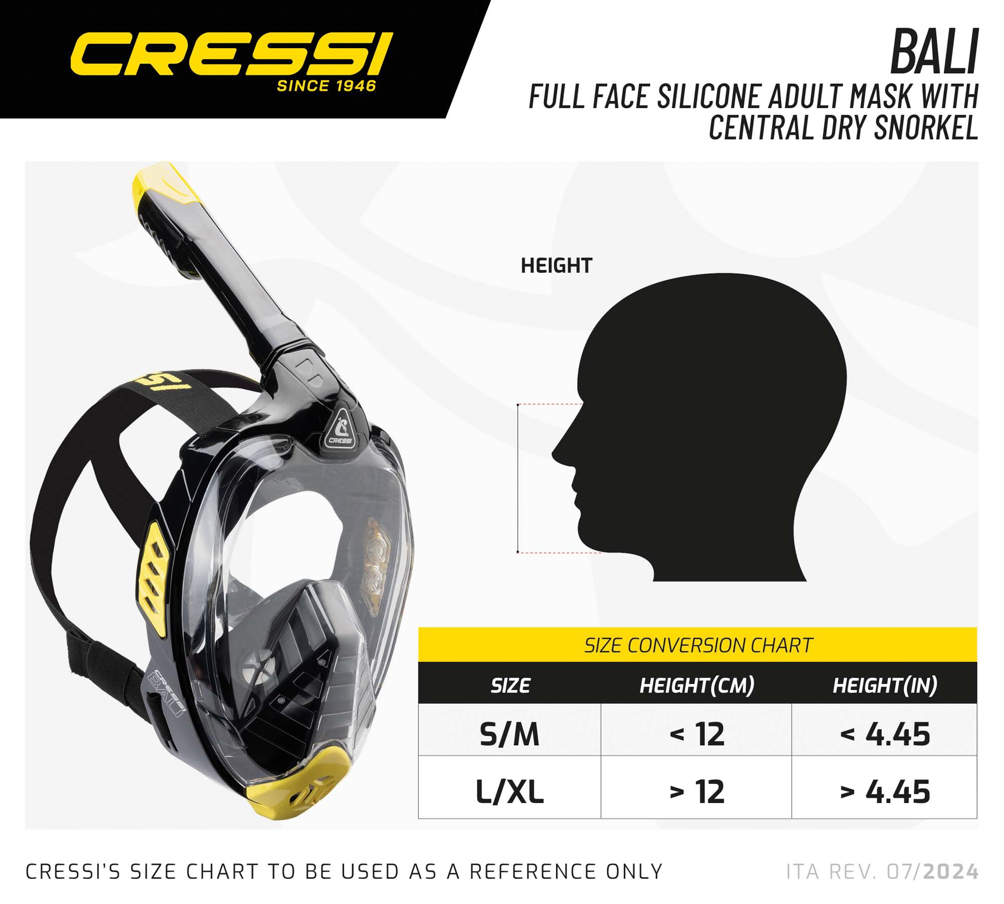 Cressi BALI FULL FACE MASK BLACK/BLUE S/M