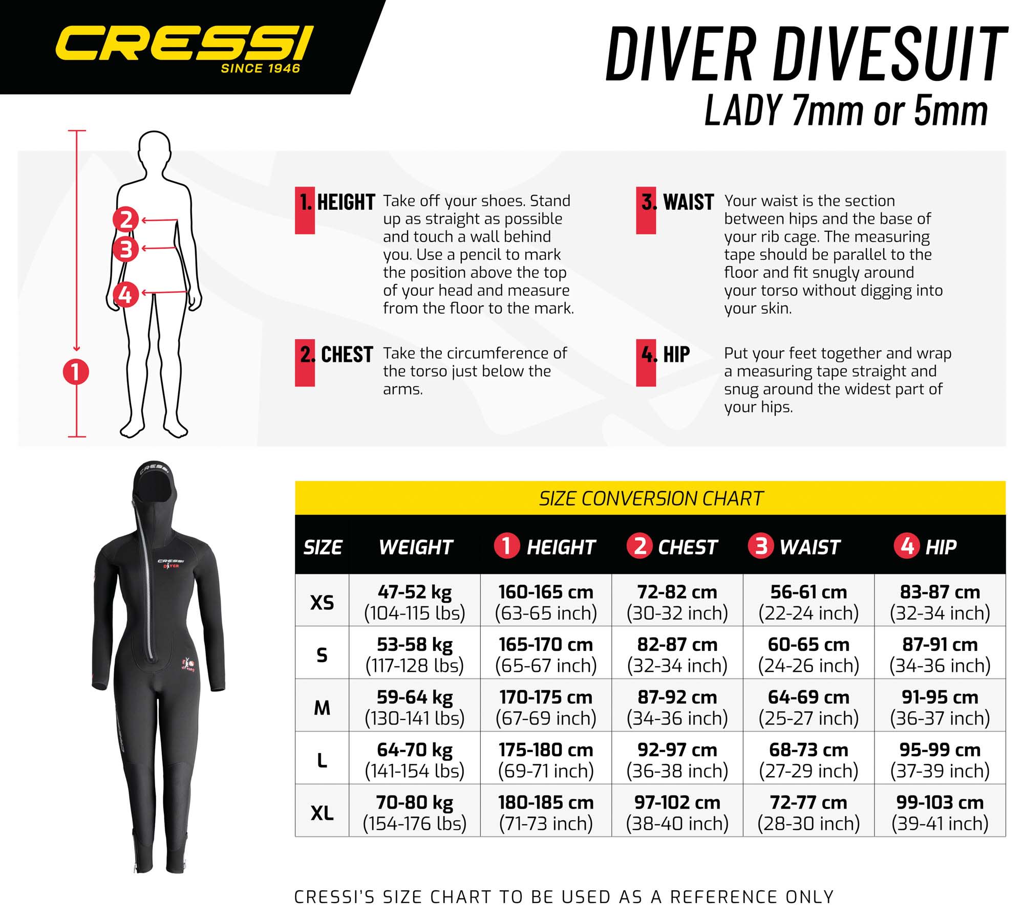 Cressi DIVER LADY MONOPIECE WETSUIT 7mm S/2 - Image 9