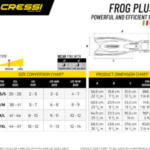 Cressi FROG PLUS FINS BLACK/YELLOW S/M