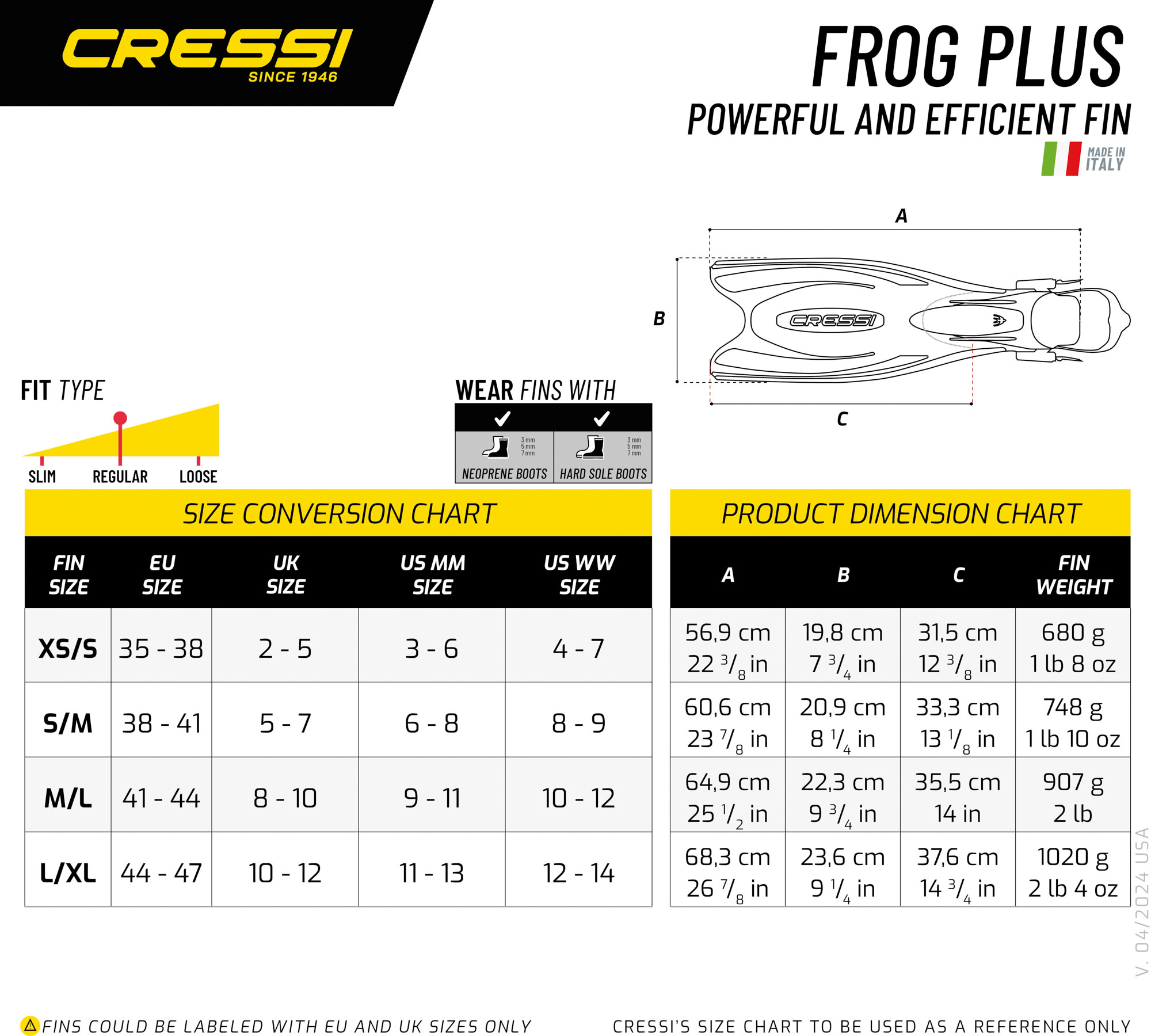 Cressi FROG PLUS FINS BLUE/SILVER XS/S