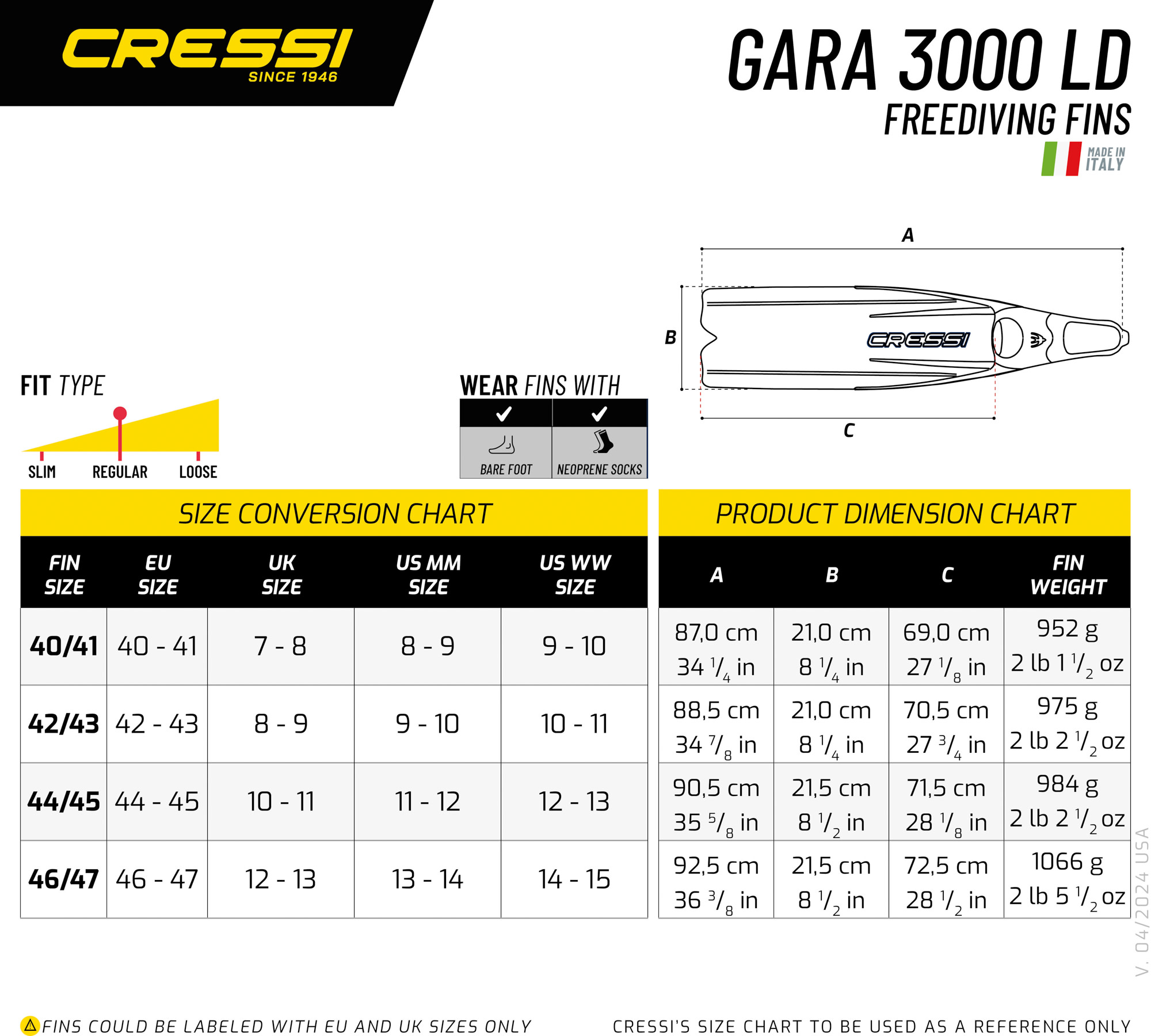 Cressi GARA 3000 LD FINS SILVER 46/47 (12/13) - Image 3