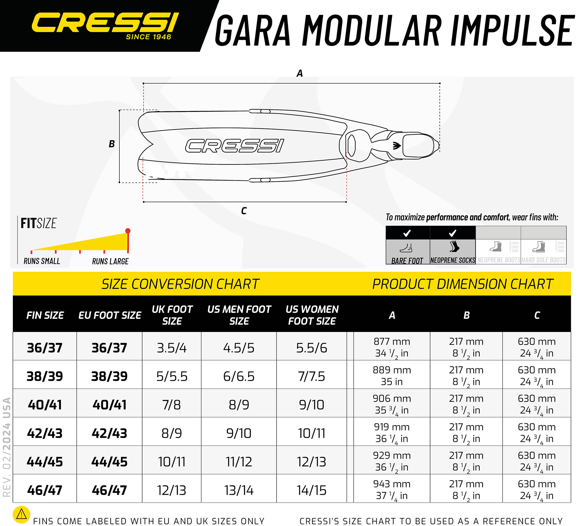 Cressi GARA MODULAR IMPULSE FINS BLUE METAL 44/45 - Image 6