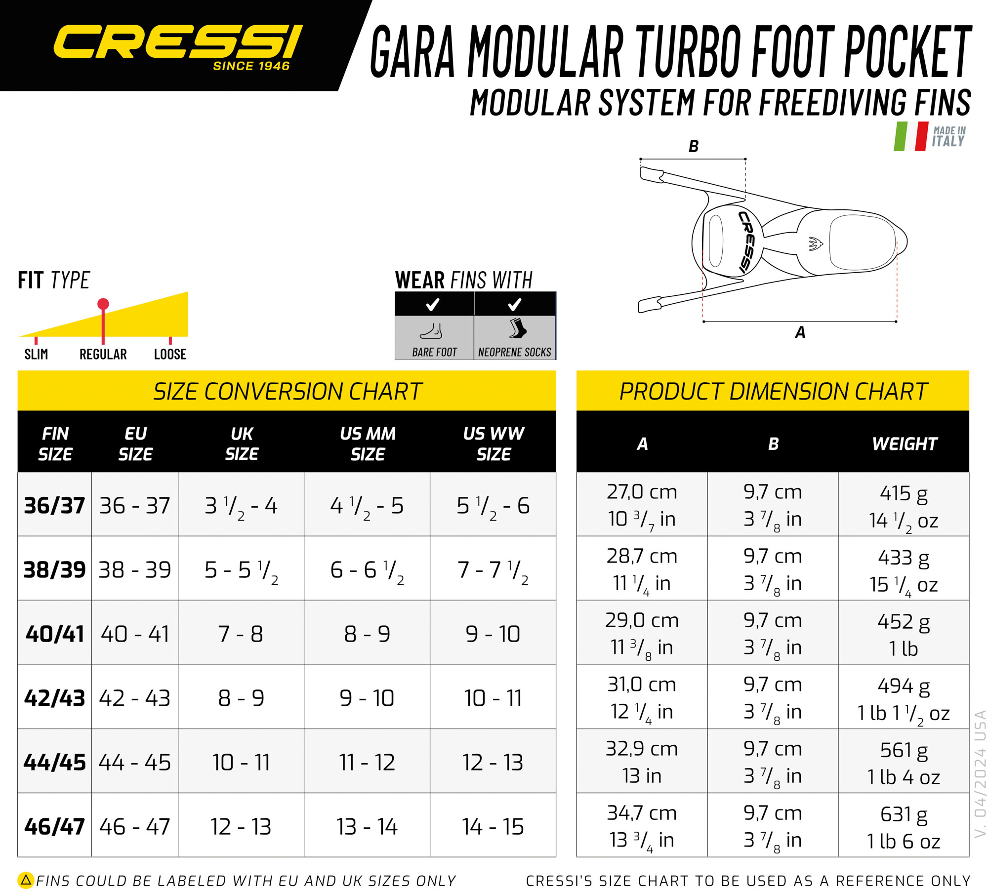 Cressi GARA MODULAR TURBO FOOT POCKET 40/41 (7/8) - Image 4
