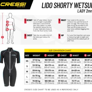 Cressi LIDO LADY SHORTY WETSUIT BLACK/AQUAMARINE 2mm S/2