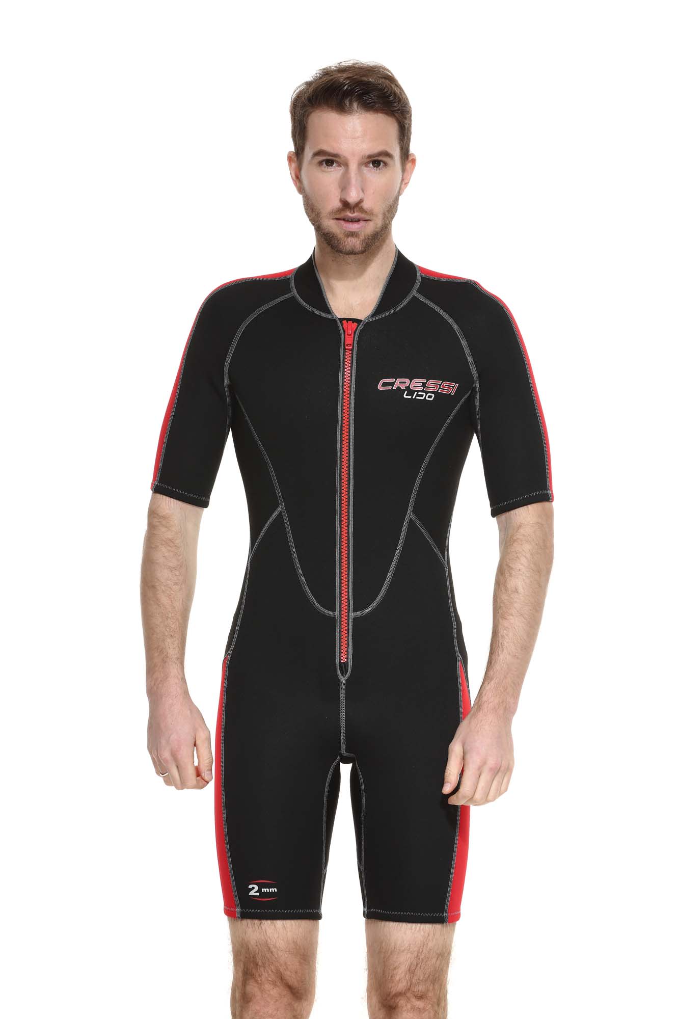 Cressi LIDO MAN SHORTY WETSUIT BLACK/RED 2mm S/2 - Image 4