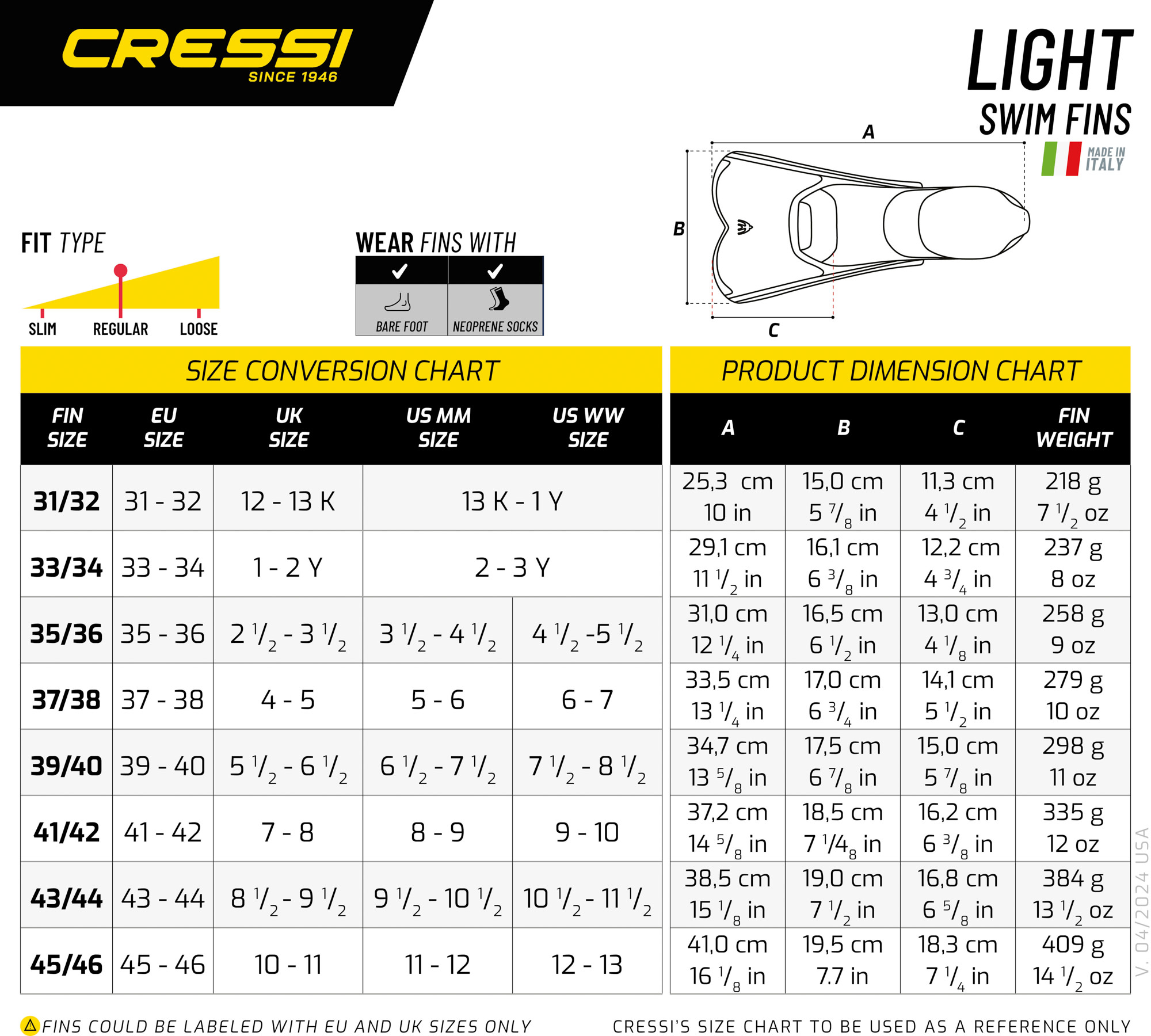 Cressi LIGHT FINS WHITE 43/44 (8.5/9.5) - Image 3