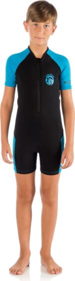 Cressi LITTLE SHARK JR SHORTY WETSUIT S/L BLACK/BLUE 2mm Y 9/10