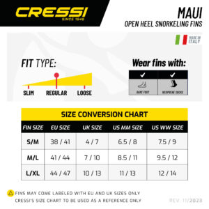 Cressi MAUI FINS DIV-CEN BLACK/RED S/M