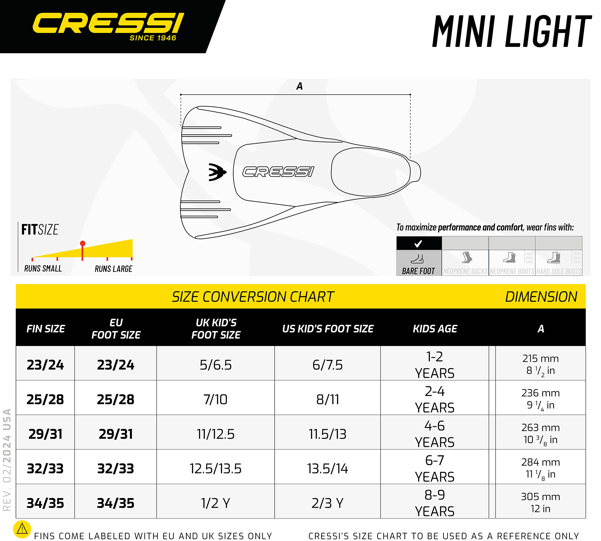 Cressi MINI LIGHT FINS AZURE 29/31