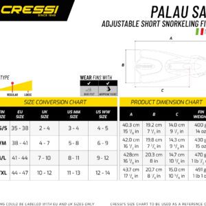 Cressi PALAU SAF FINS BLACK/YELLOW M/L (41/44)