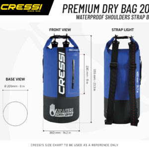 Cressi DRY BAG PREMIUM 20L BI-COLOR BLACK LIGHT BLUE