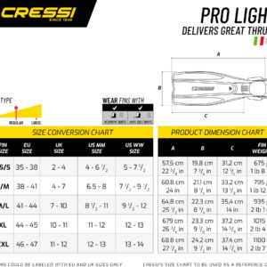 Cressi PRO LIGHT FINS BLACK/YELLOW L/XL
