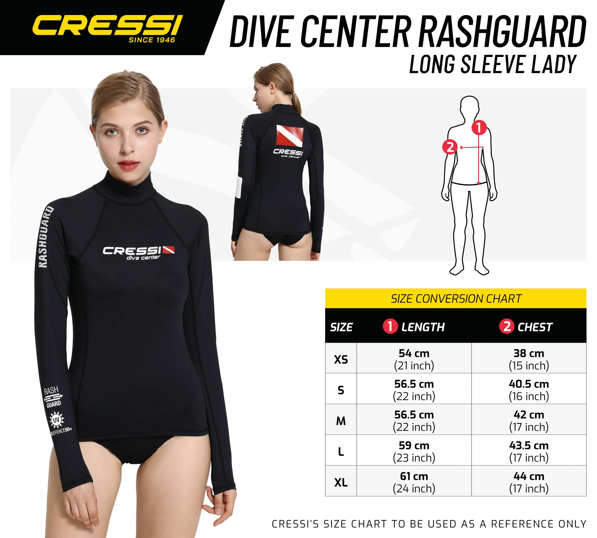 Cressi DIVE CENTER LADY RASH GUARD LONG/SL BLACK XL/5 (44) - Image 6