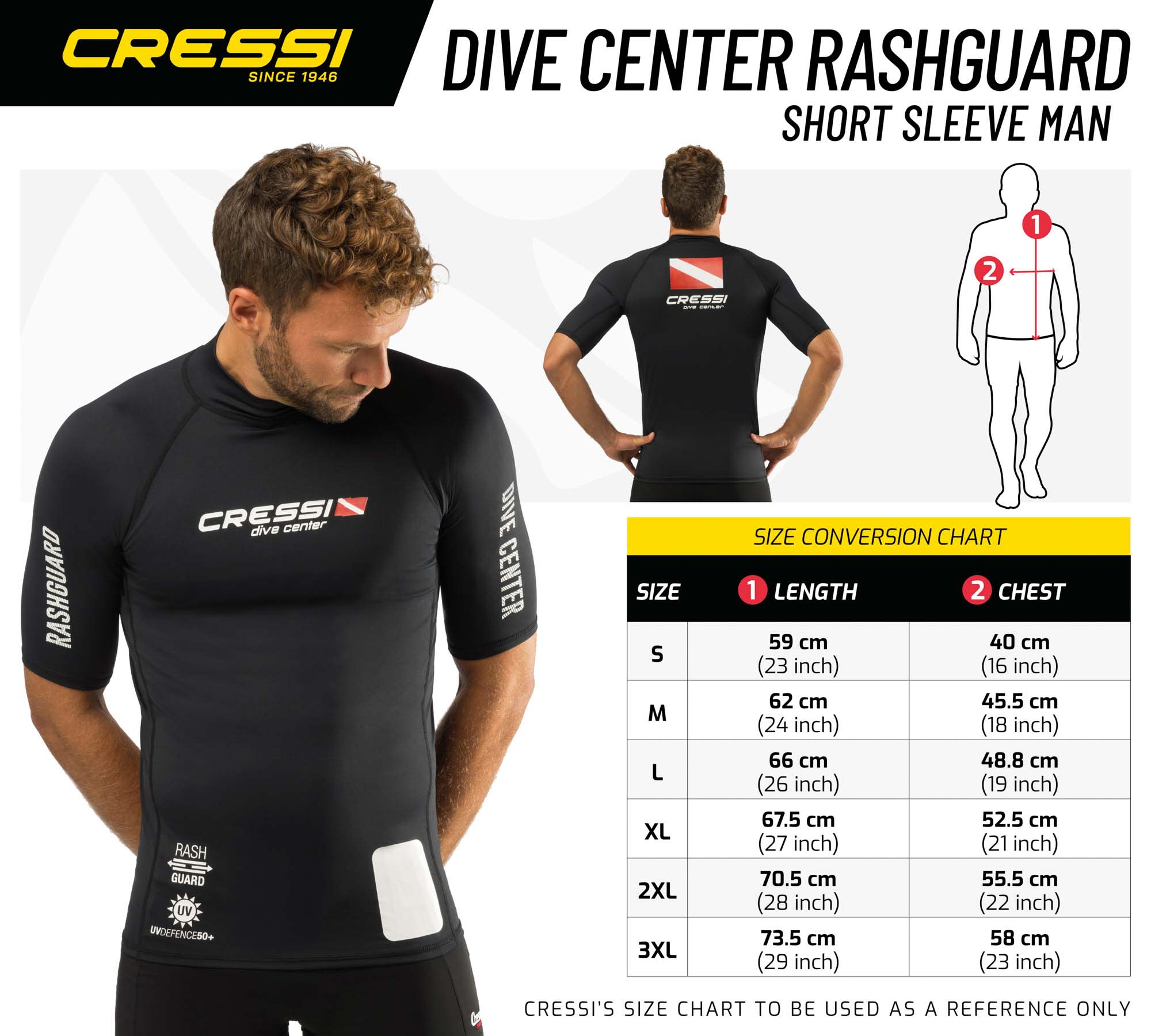 Cressi DIVE CENTER MAN RASH GUARD SHORT/SL BLACK L/4 (52) - Image 2