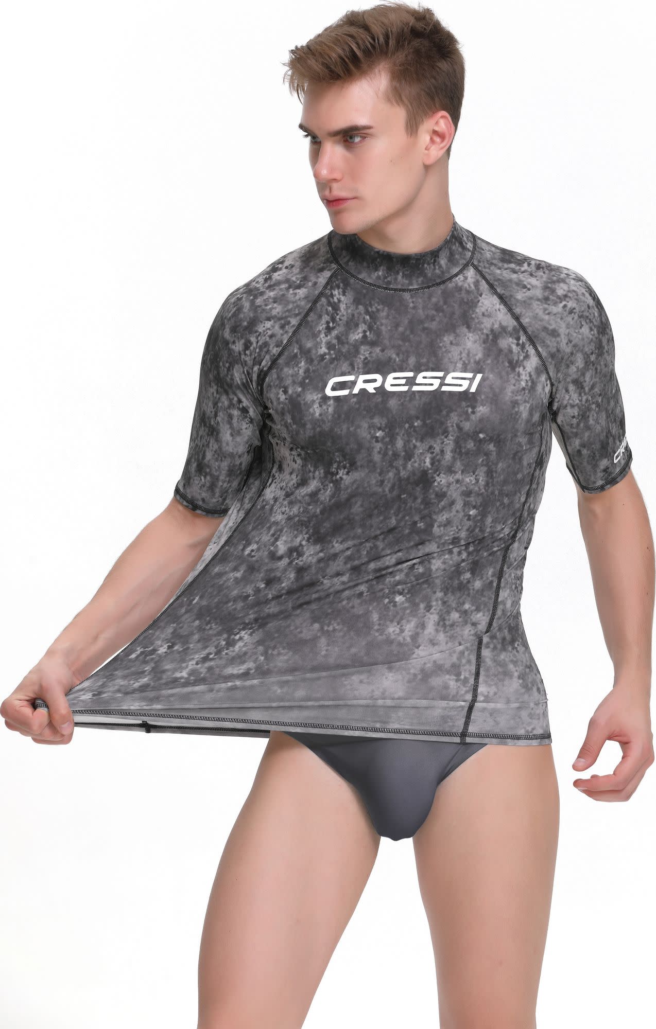 Cressi RASH GUARD MAN SHORT/SL CAMOUFLAGE BLACK/GREY L/4 (52) - Image 3