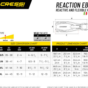 Cressi REACTION EBS FINS YELLOW/SILVER L/XL (10/11)