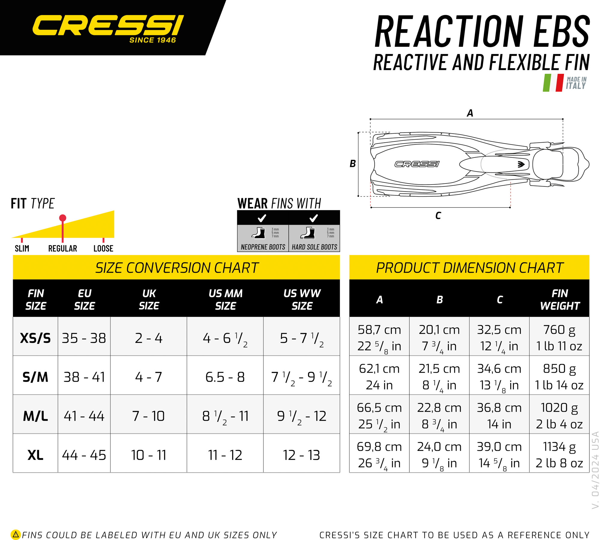 Cressi REACTION EBS FINS WHITE/PINK XS/S (5/6)