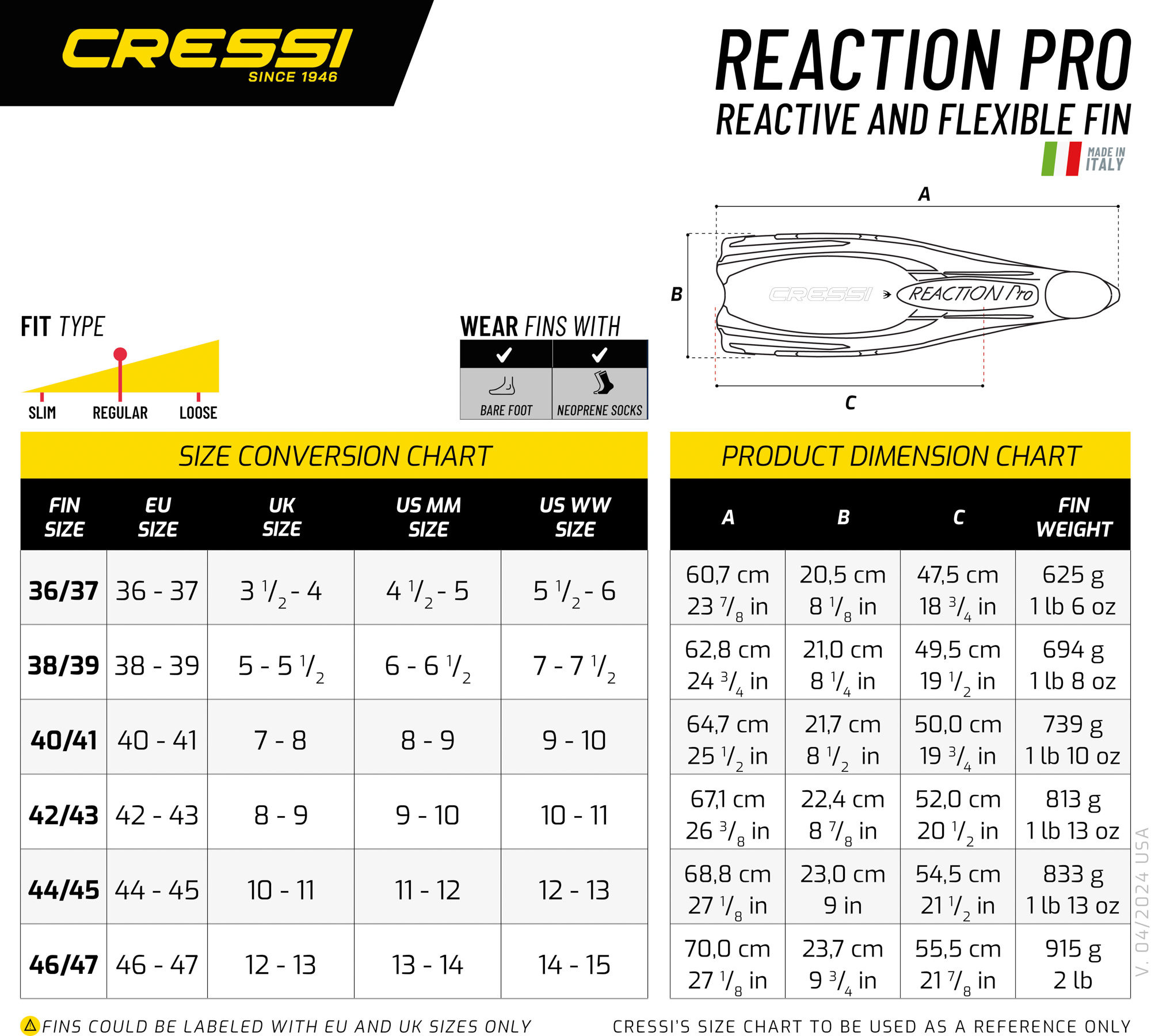 Cressi REACTION PRO FINS BLUE/AZURE 44/45 (10/11)
