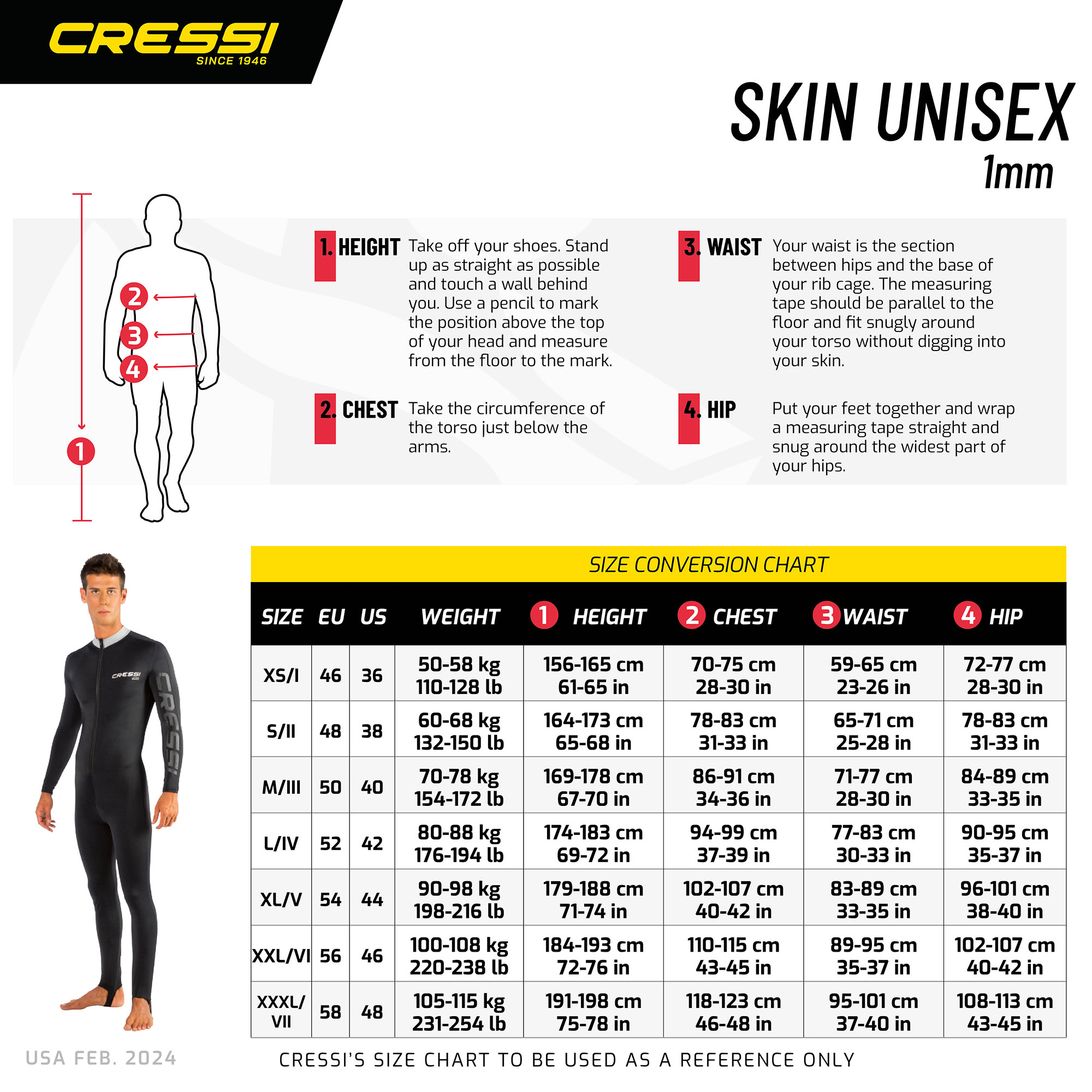 Cressi SKIN MAN MONOPIECE WETSUIT BLACK/BLUE 1mm XL/5 - Image 13