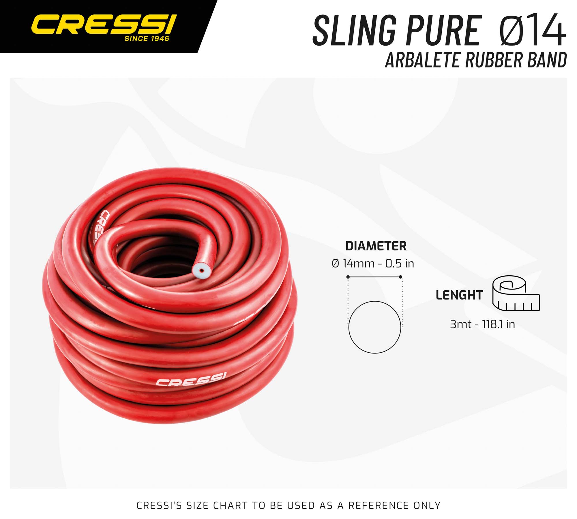 Cressi PURE RUBBER BAND ROLL 3M  RED 14mm - Image 3