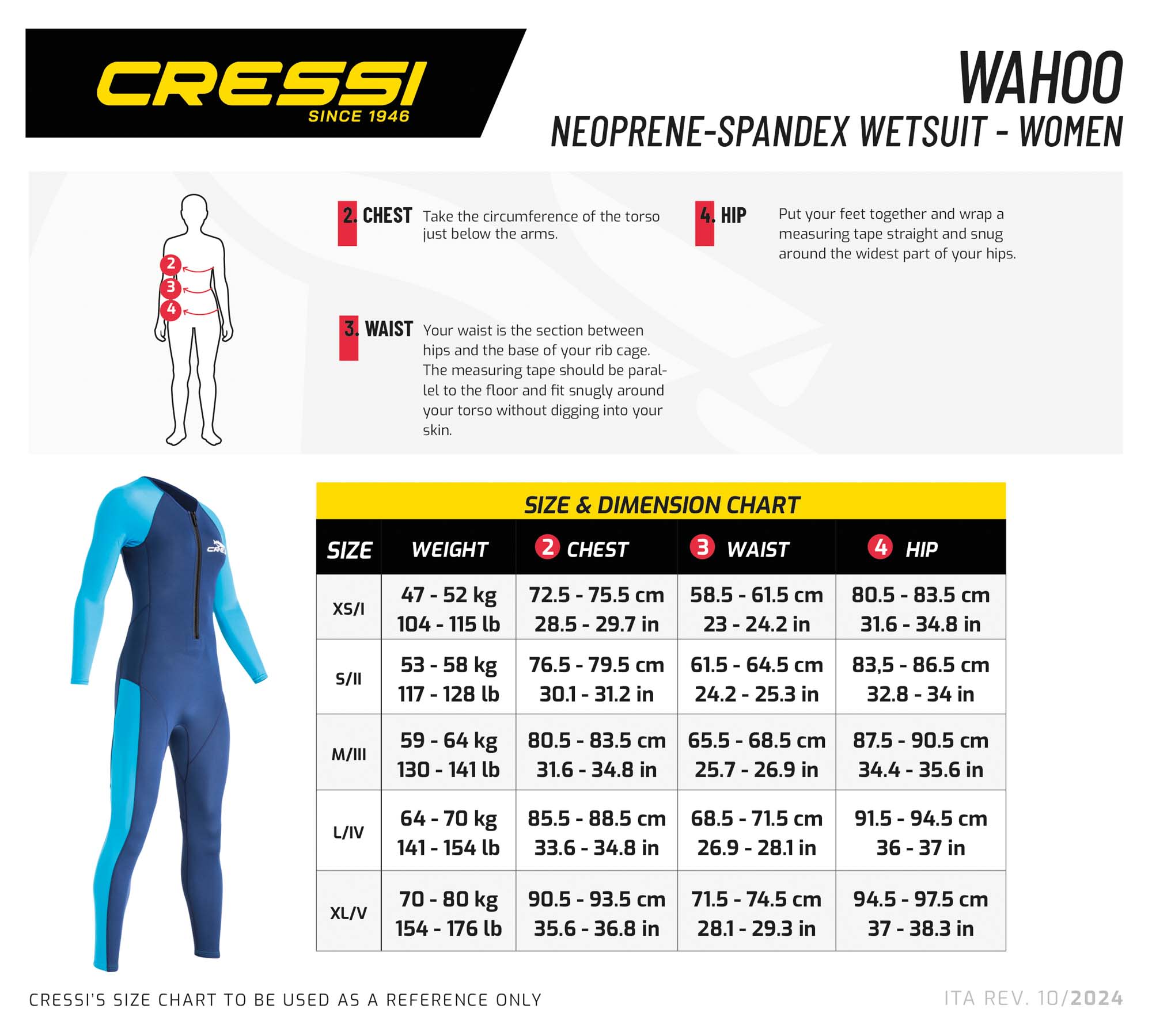 Cressi WAHOO LADY MONOPIECE WETSUIT BLUE/AZURE 2mm XL/5 - Image 10