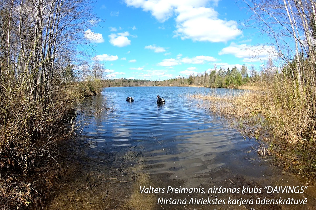 Diving in Aiviekste quarry reservoir