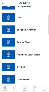 PADI APP -sertifikaatti